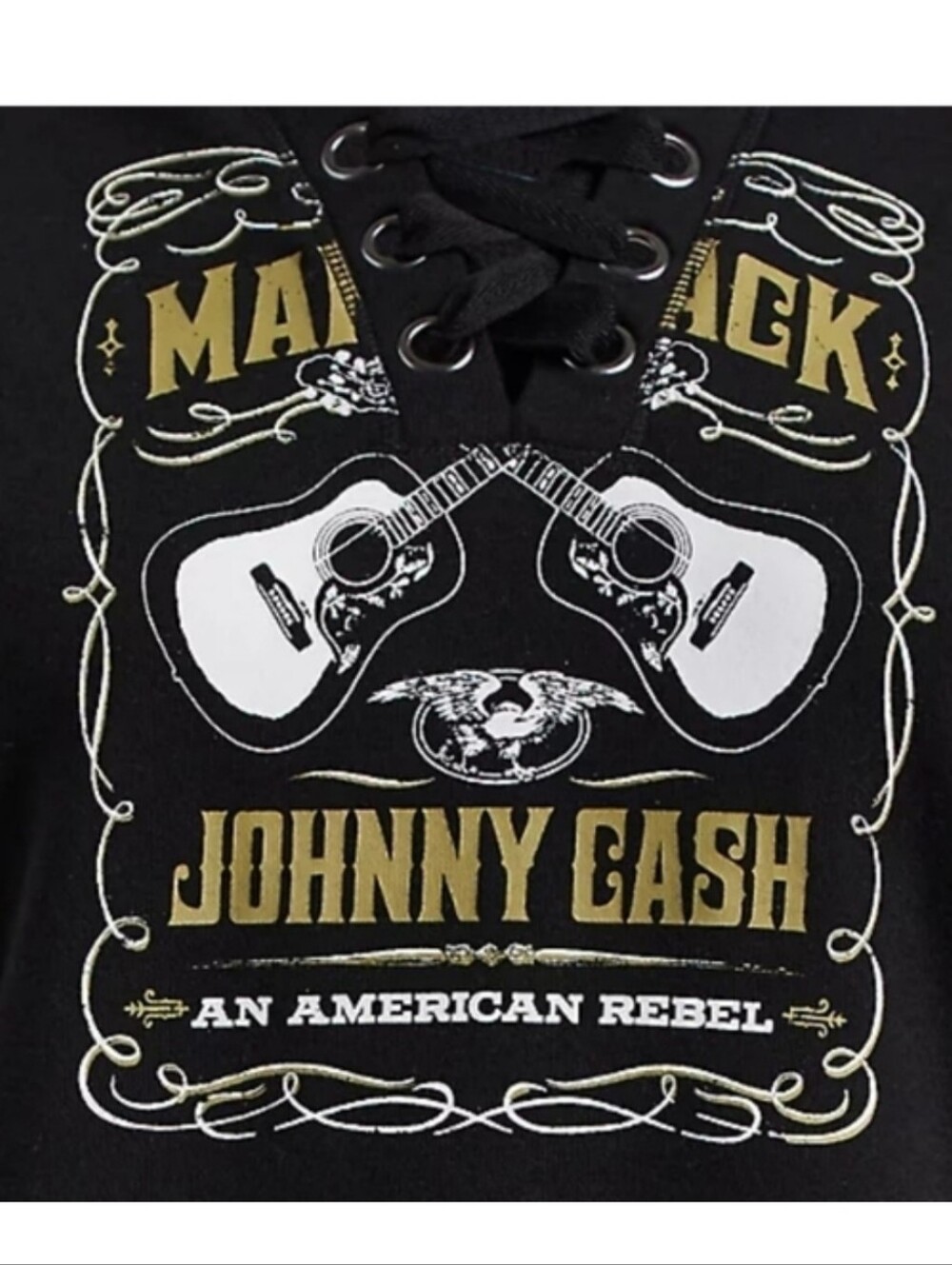 🆕️🎸1X JOHNNY CASH COZY FLEECE LACE UP HOODIE - BLACK🎸